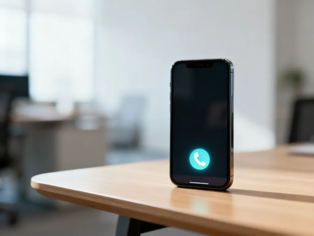 Nowoczesny smartfon z ikoną połączenia telefonicznego na ekranie, symbolizujący kontakt z infolinią banku.