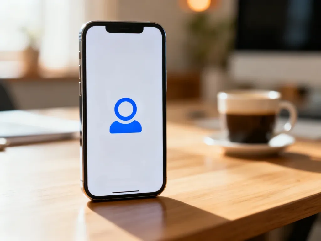 Smartfon z ikoną wsparcia technicznego na ekranie, leżący na biurku w domowym biurze.